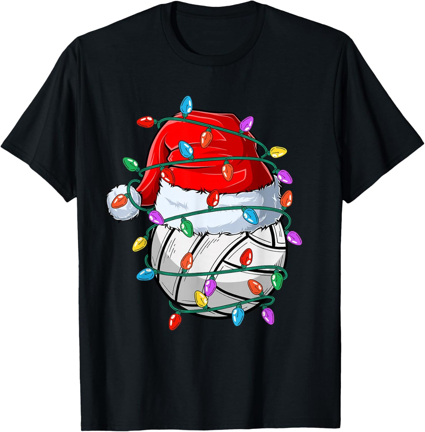 Christmas Volleyball Xmas Santa Sports Hat Ball Kids Boy Men T-Shirt - T-Shirt | Black