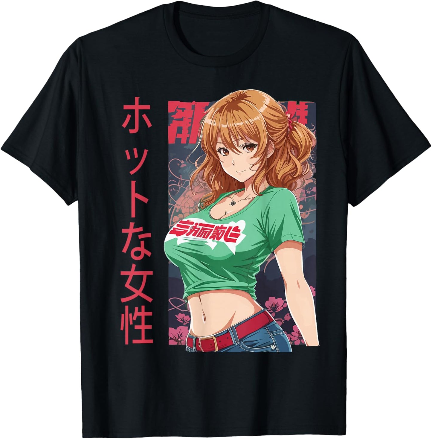 Anime Girl Kawaii Waifu Aesthetic Japanese T-Shirt - T-Shirt | Black