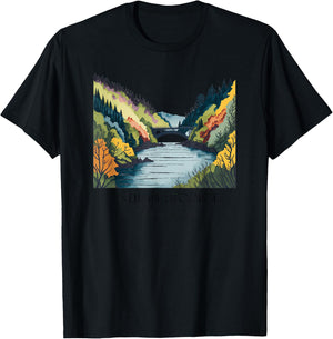 Cool New River Gorge National Park Hiking Watercolor Graphic T-Shirt - T-Shirt | Black