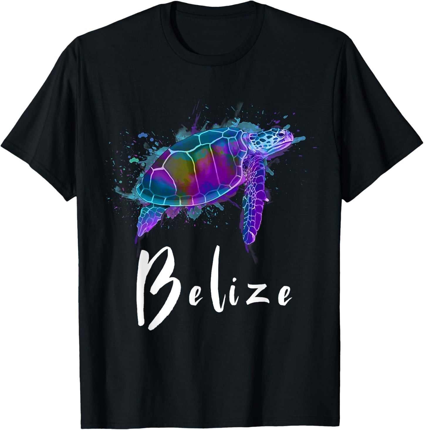 Belize Watercolor Sea Turtle Souvenir T-Shirt - T-Shirt | Black
