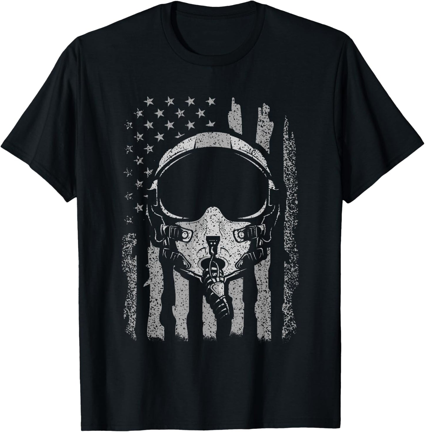 Jet Helmet Pilot Helmet American Flag T-Shirt - T-Shirt | Black