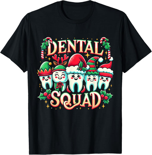 Jolly Dental Squad Christmas Team Spirit Merry Dentistry T-Shirt - T-Shirt | Black