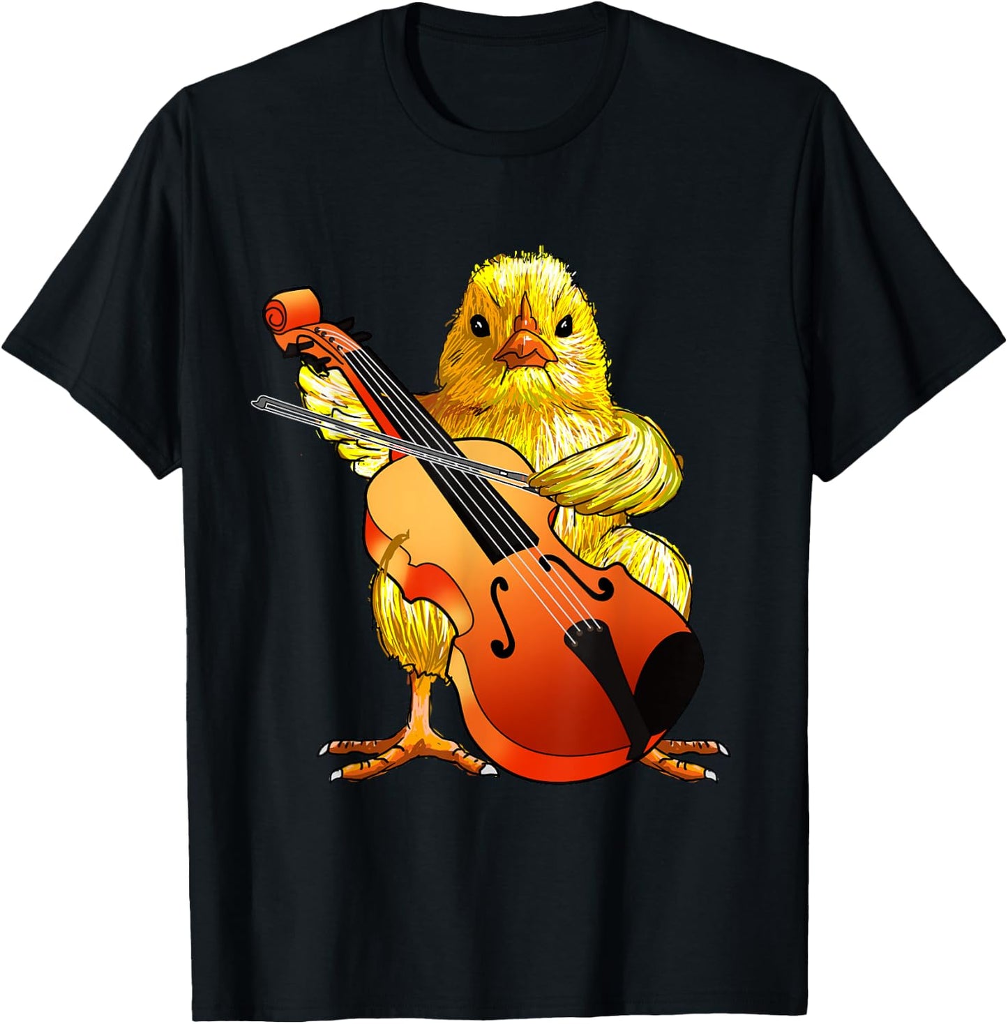 Cute Chicken Playing Cello - Musical Cello Player Gifts Idea T-Shirt - T-Shirt | Black