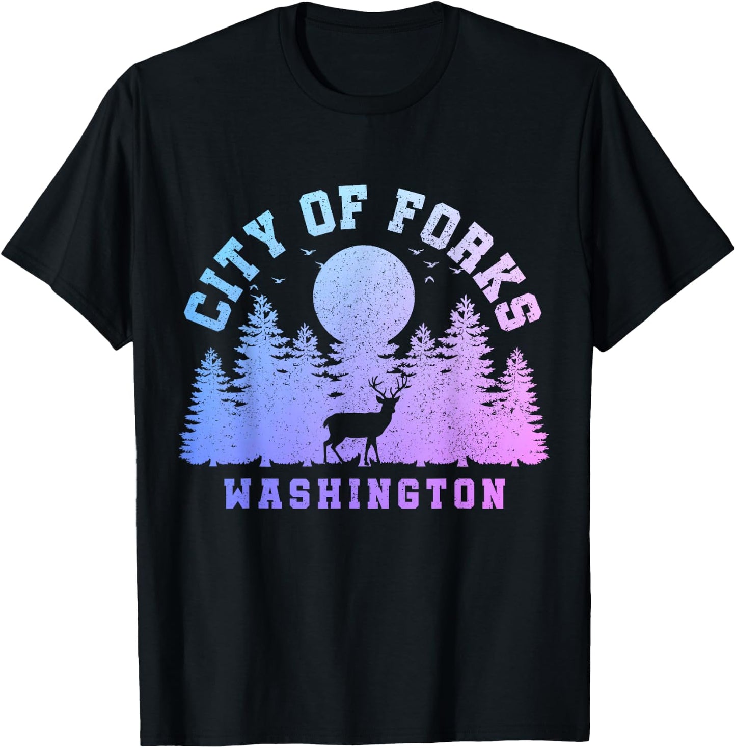 City Of Forks Washington Deer Nature Hiking Camping Pride T-Shirt - T-Shirt | Black