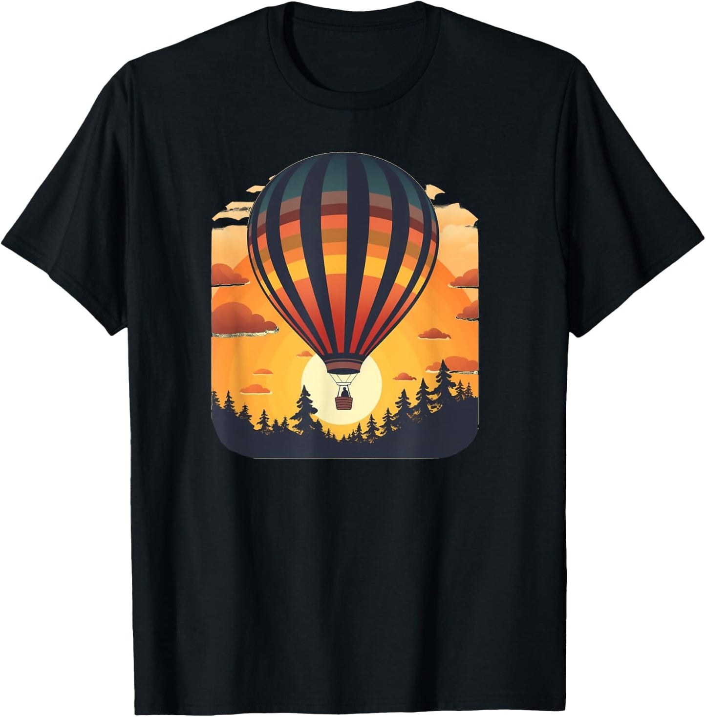 Wilderness Adventures with Sunset and hot Air Balloon T-Shirt - T-Shirt | Black