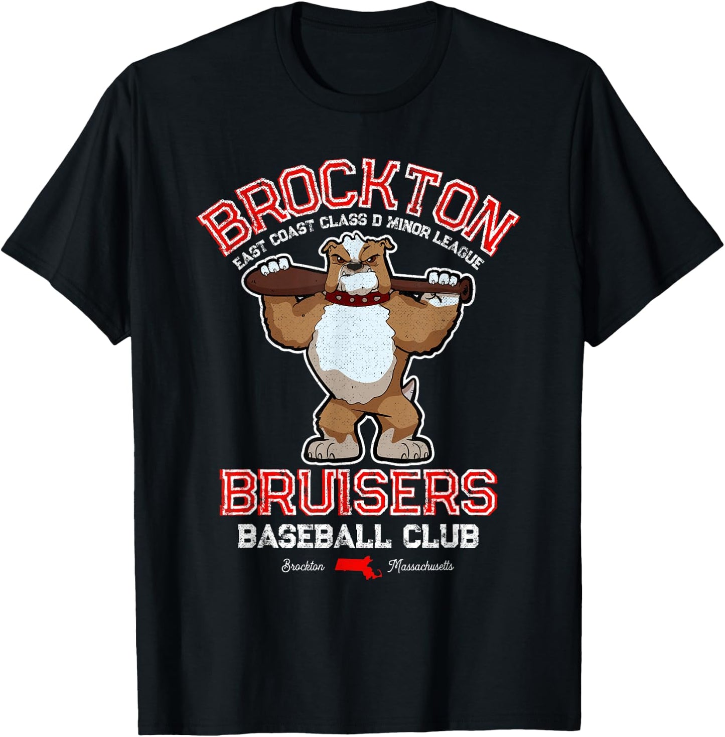 Brockton Bruisers Retro Minor League Baseball Team T-Shirt - T-Shirt | Black