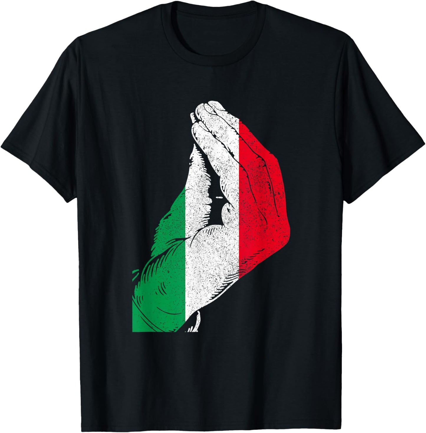 Italy Hand Gesture Italy Flag Pride Funny T-Shirt - T-Shirt | Black