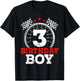 Number 3 Racing Car Funny 3rd Birthday Boy Checkered Flag T-Shirt - T-Shirt | Black
