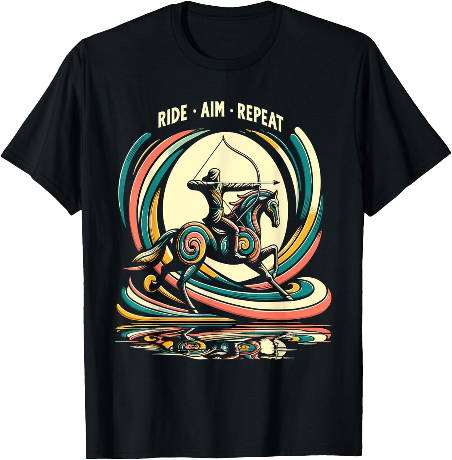 Retro Horse Rider Mounted Archery T-Shirt - T-Shirt | Black