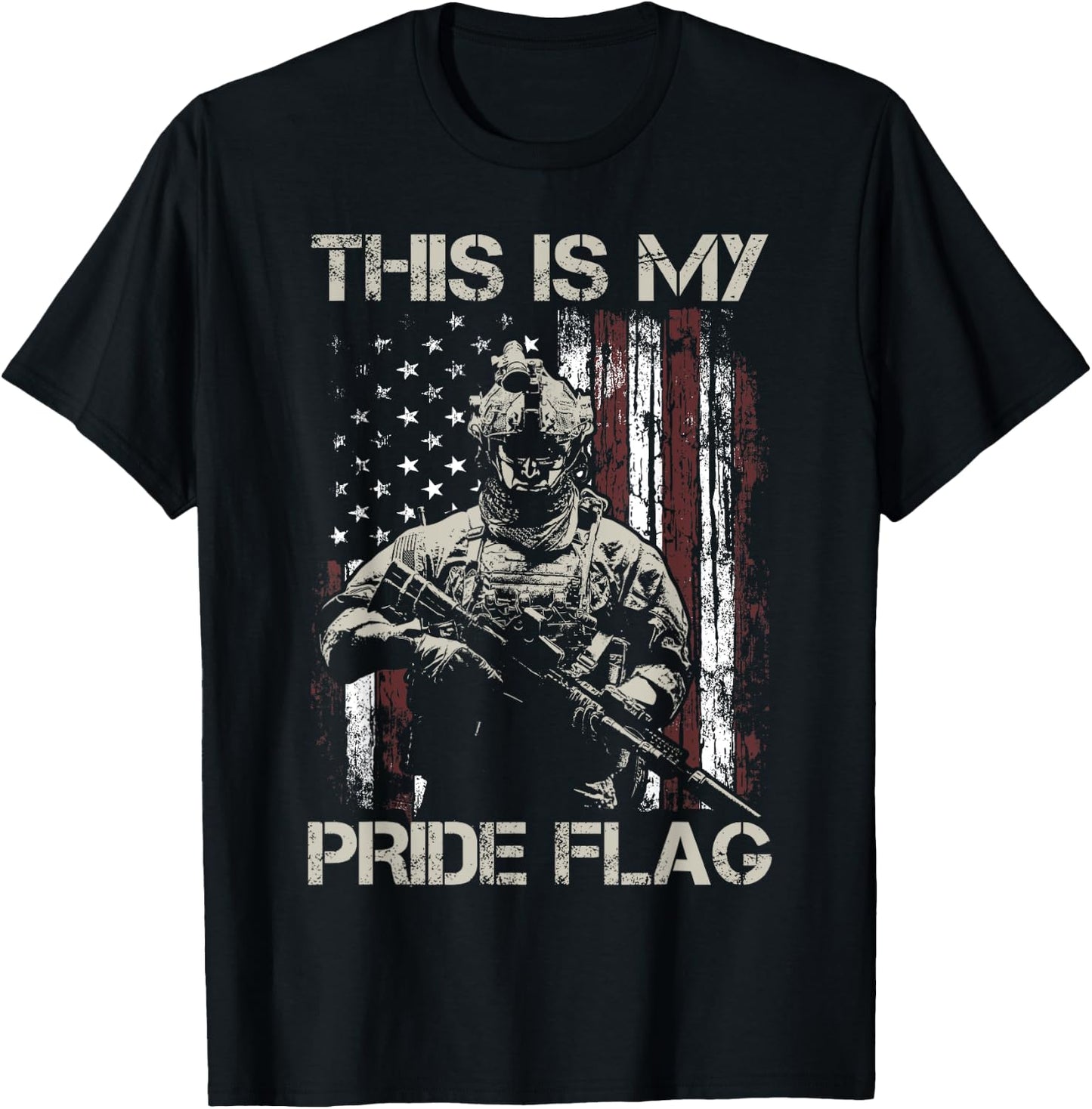 This Is My Pride Flag USA Veteran Patriots Gun American Flag T-Shirt - T-Shirt | Black