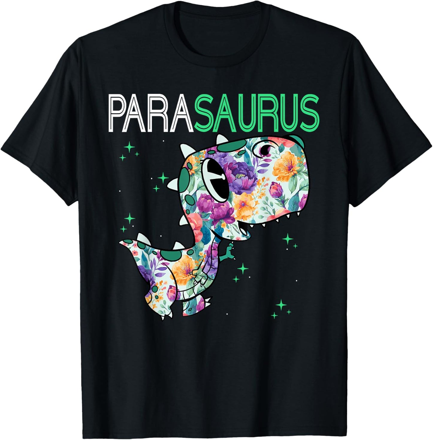 Dino Para Professional Teacher Collection T-Rex Dinosaur Paraeducator Assistant Teacher T-Shirt - T-Shirt | Black