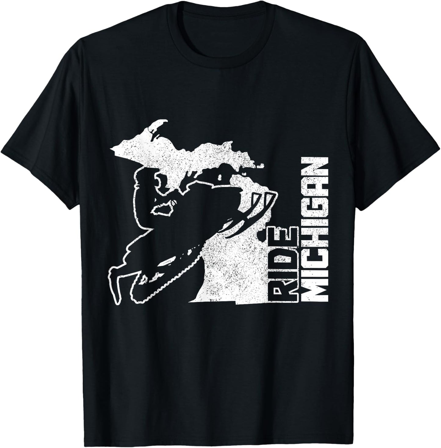 Snowmobile Ride Michigan Snowmobile Vintage T-Shirt - T-Shirt | Black