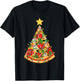 Pizza Christmas Tree Lights Xmas Funny Crustmas Pepperoni T-Shirt - T-Shirt | Black
