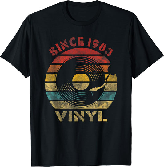 Since 1983 Vinyl Retro Record Vintage Music T-Shirt - T-Shirt | Black