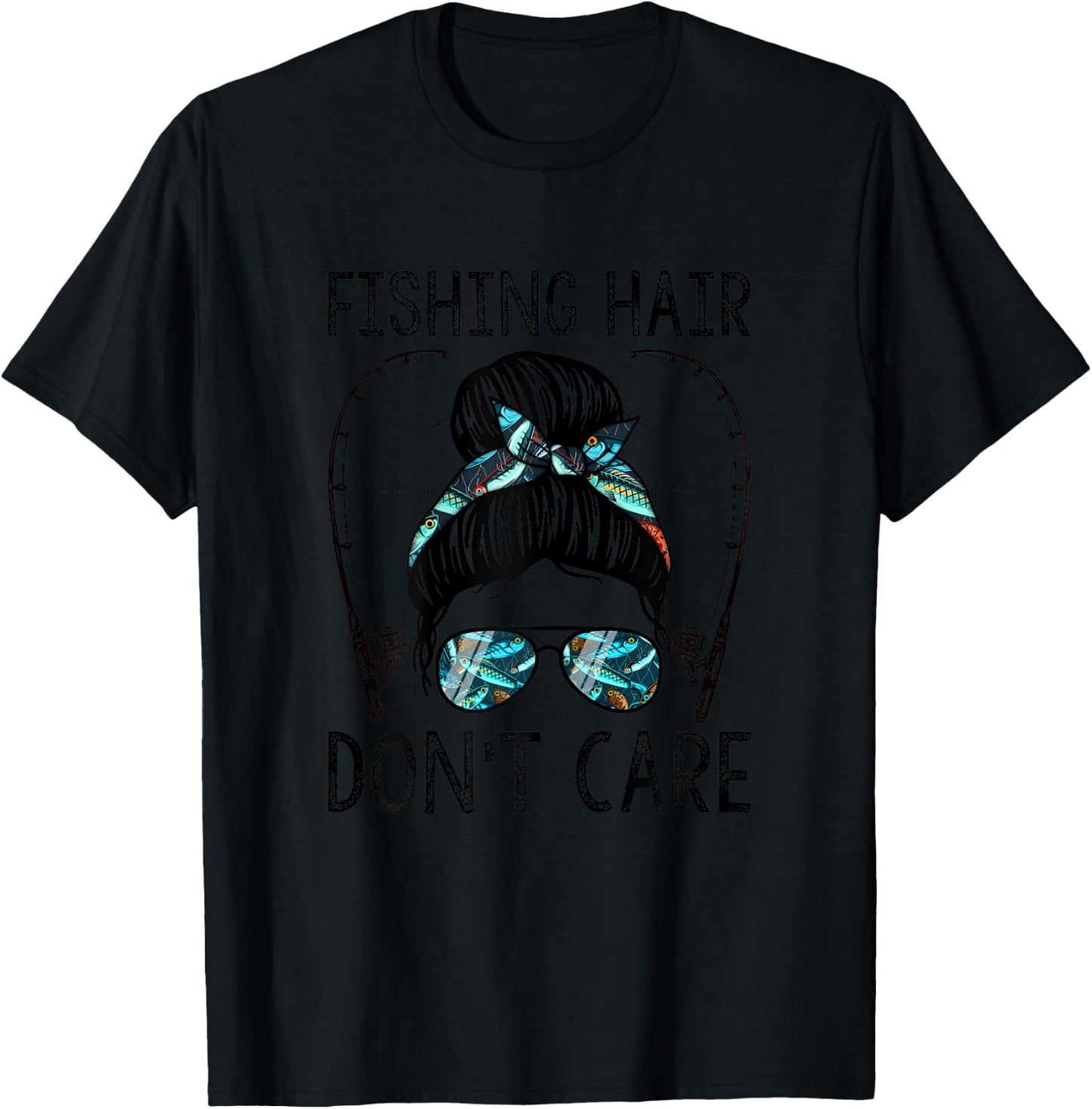 Fishing Hair Don't Care T-Shirt - T-Shirt | Black