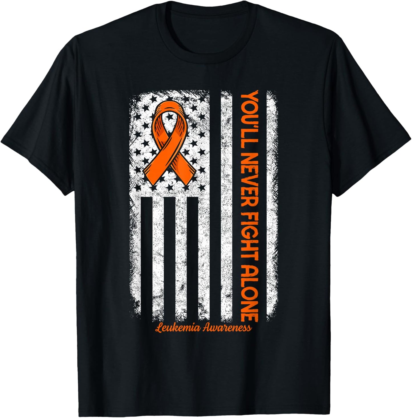 You'll Never fight Alone Blood Cancer Leukemia Awareness T-Shirt - T-Shirt | Black