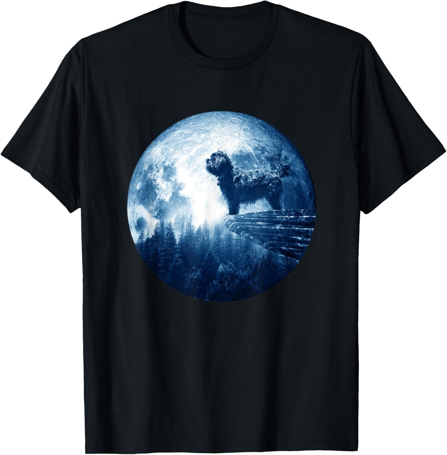 Affenpinscher Dog Moon Dog Mom Dad Women Men Dog Lovers T-Shirt - T-Shirt | Black