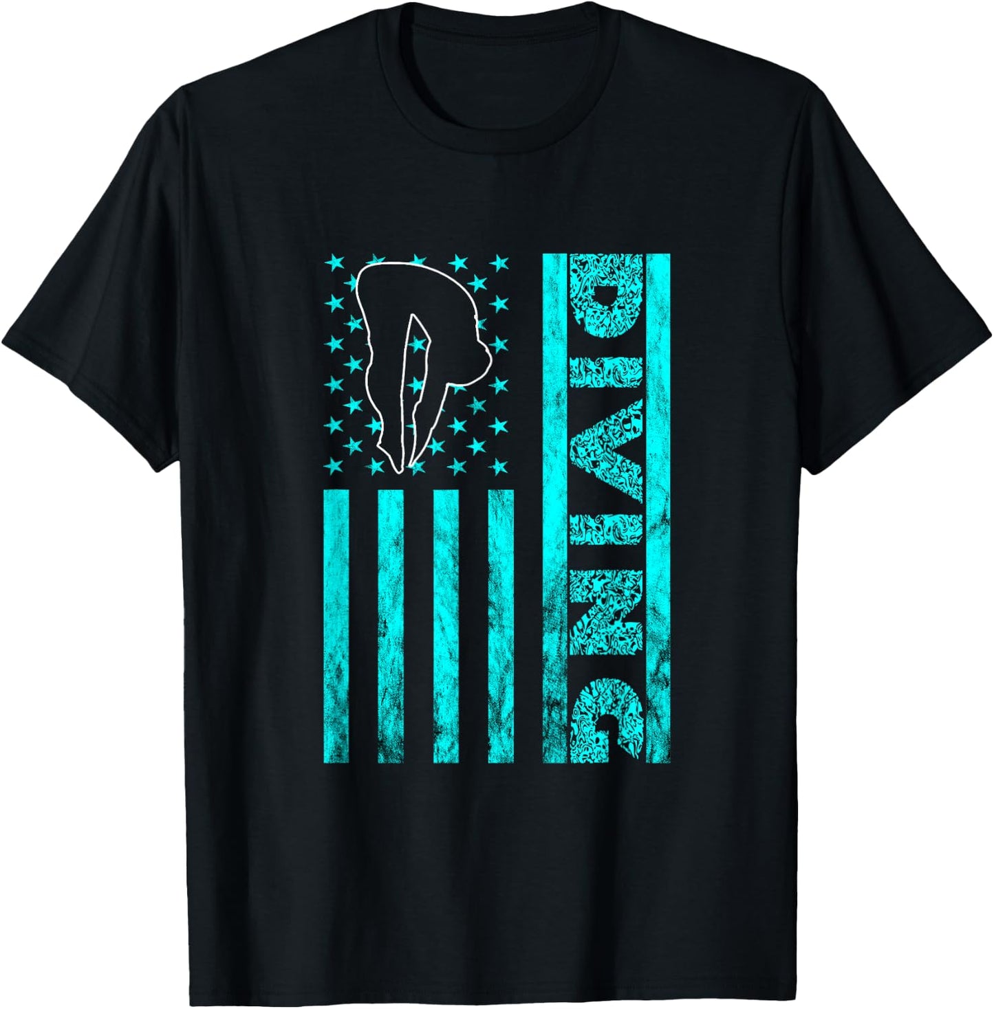 America USA Springboard Diving Platform Diver Water Sport T-Shirt - T-Shirt | Black