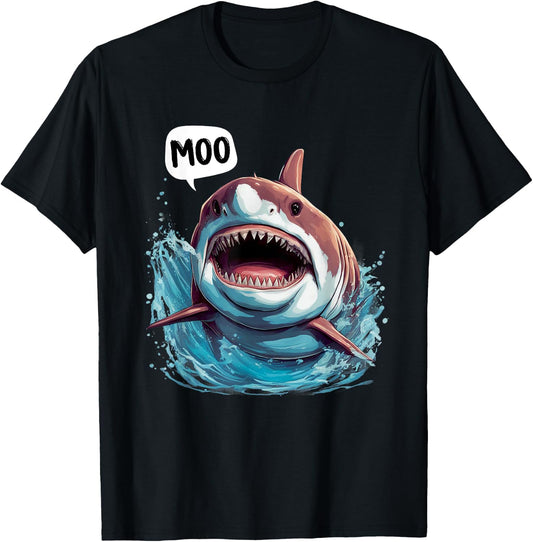 Funny Shark - Moo I'm A Cow Men Women Kids Moo T-Shirt - T-Shirt | Black
