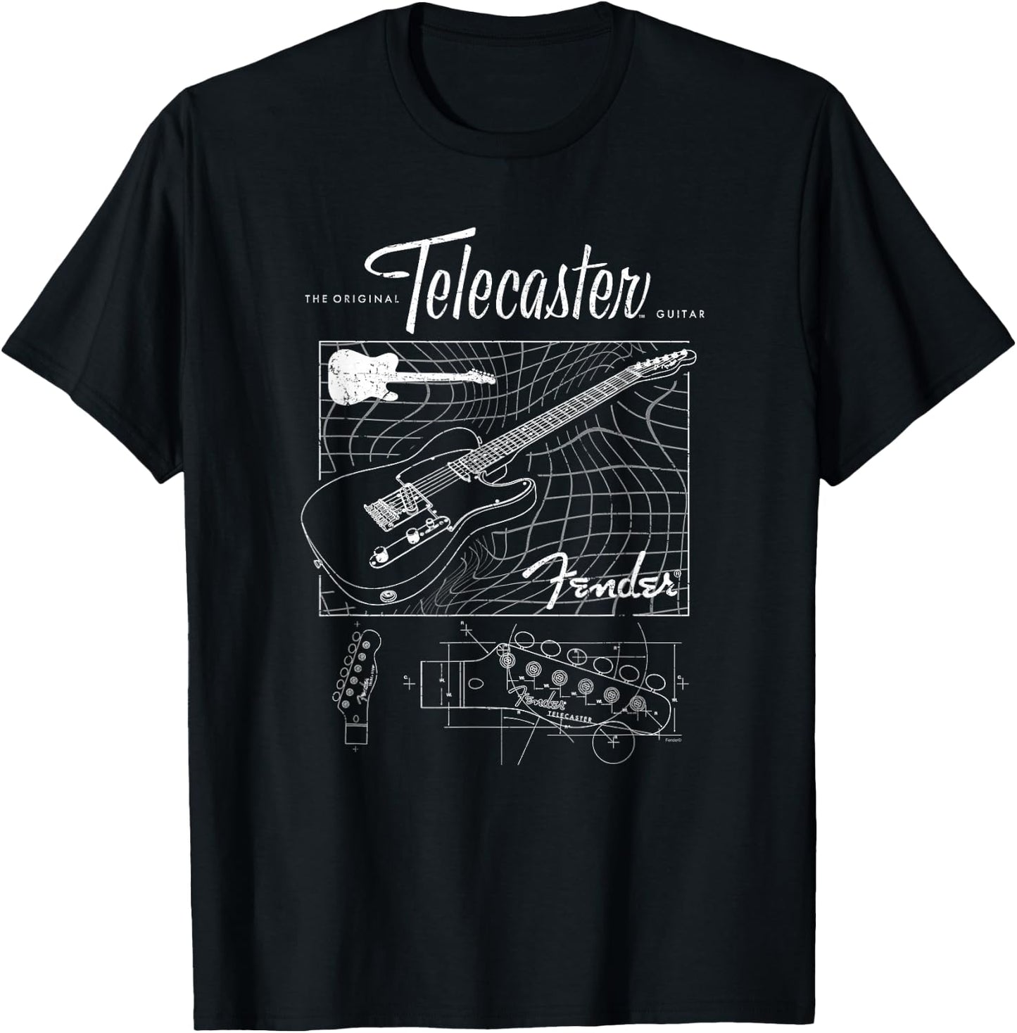 Fender The Original Telecaster Guitar Schematic Poster T-Shirt - T-Shirt | Black