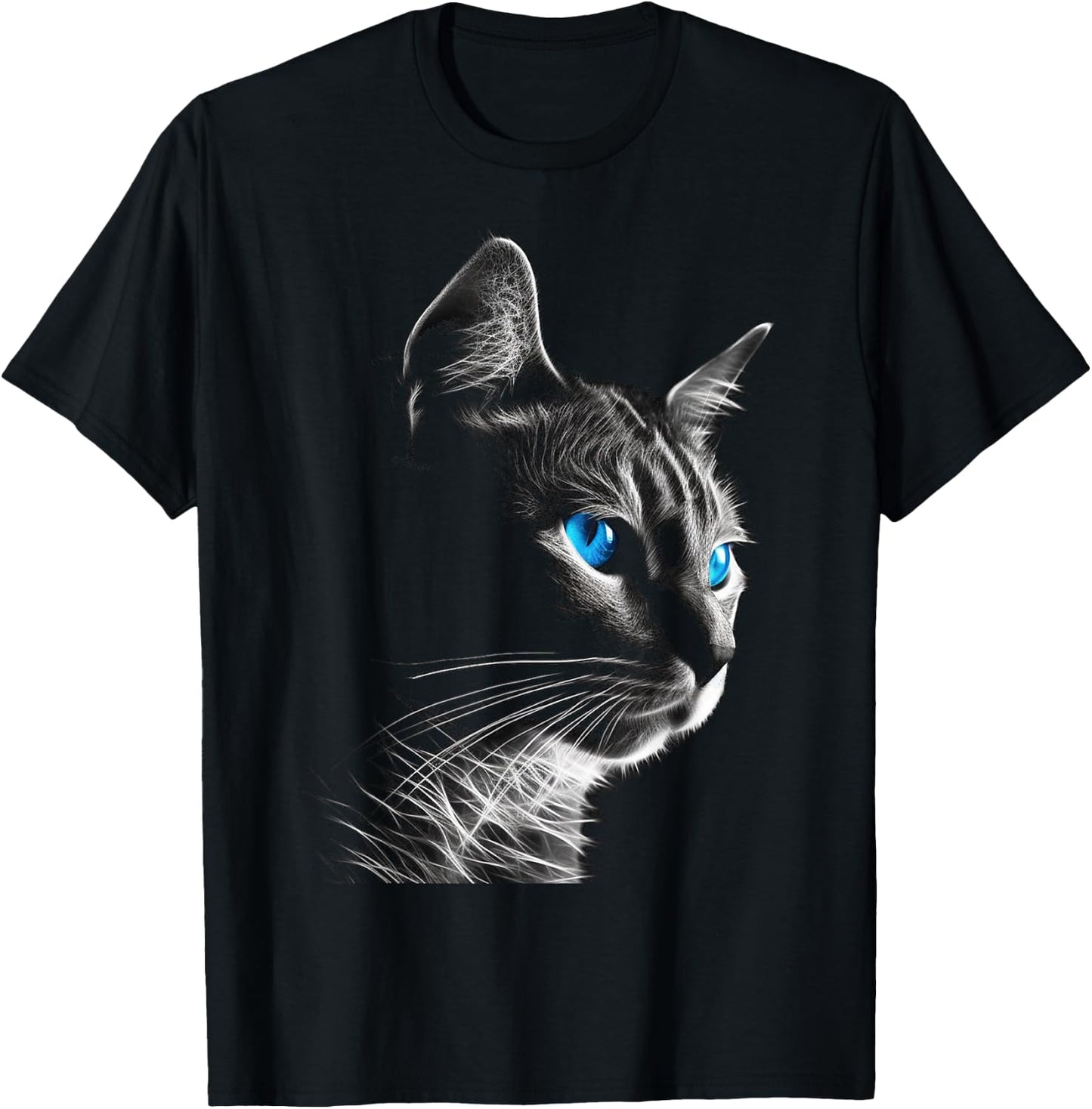 Cat Pet Animal - Blue Eyes Art Cat Men Women Kids T-Shirt - T-Shirt | Black