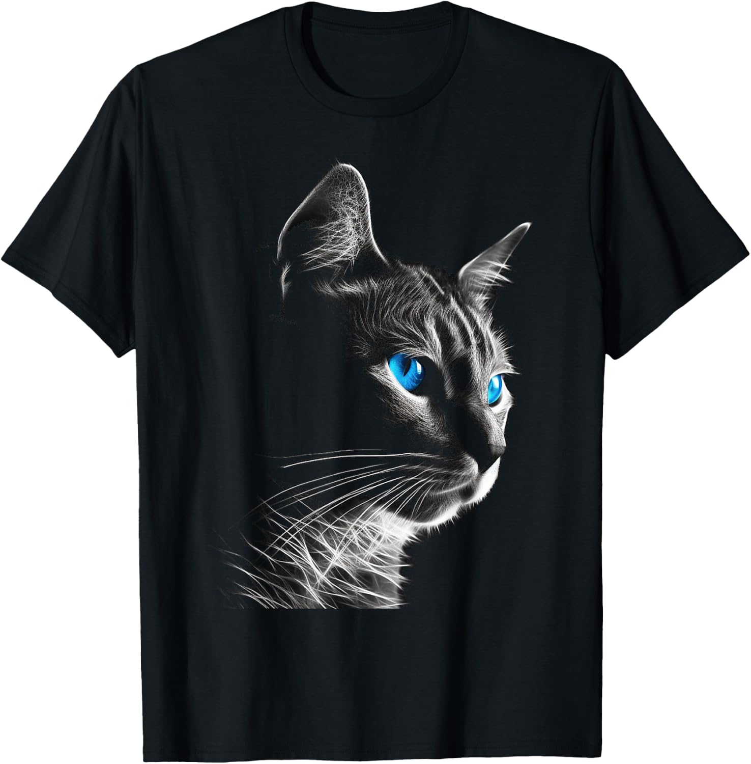 Cat Pet Animal - Blue Eyes Art Cat Men Women Kids T-Shirt - T-Shirt | Black