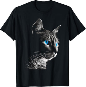 Cat Pet Animal - Blue Eyes Art Cat Men Women Kids T-Shirt - T-Shirt | Black