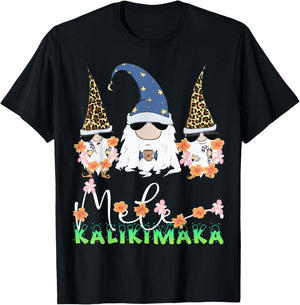 Mele Kalikimaka Funny Hawaiian Christmas Gnomes Coffee Lover T-Shirt - T-Shirt | Black