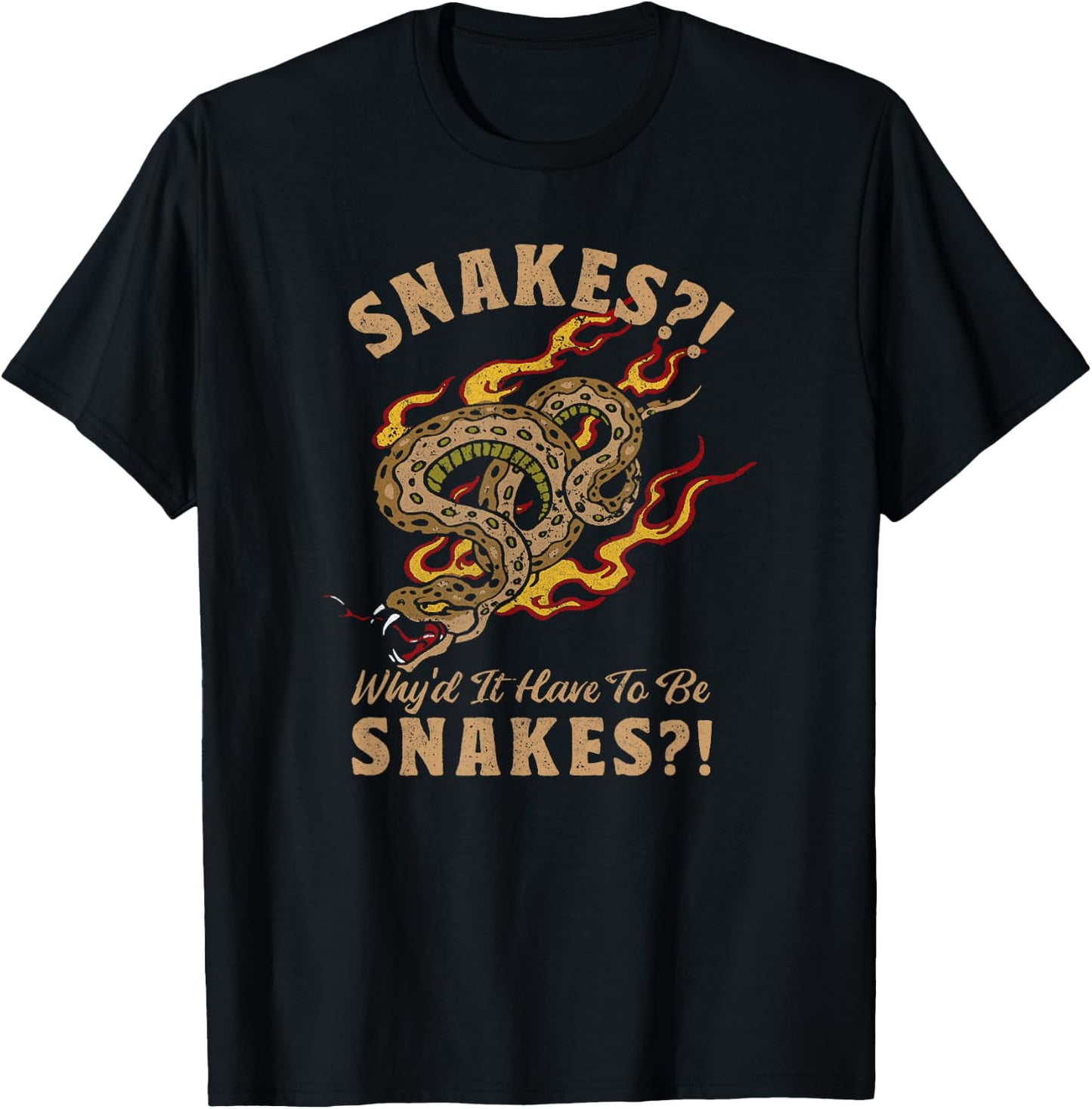 Indiana Jones Raiders of The Lost Ark Why Snakes Quote T-Shirt - T-Shirt | Black