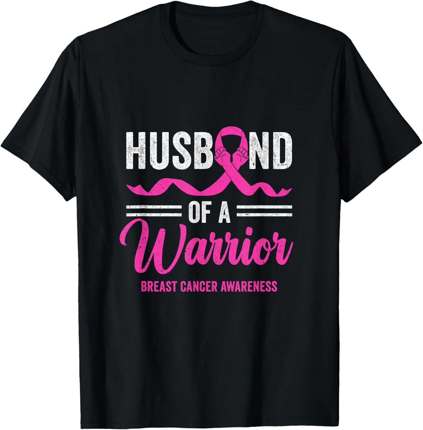 Husband Of A Warrior Breast Cancer Awareness Month Support T-Shirt - T-Shirt | Black