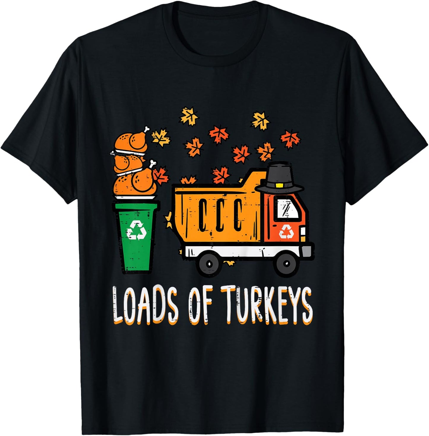 Kids Thanksgiving Dump Truck Loads Of Turkeys Toddler Boys Kids T-Shirt - T-Shirt | Black