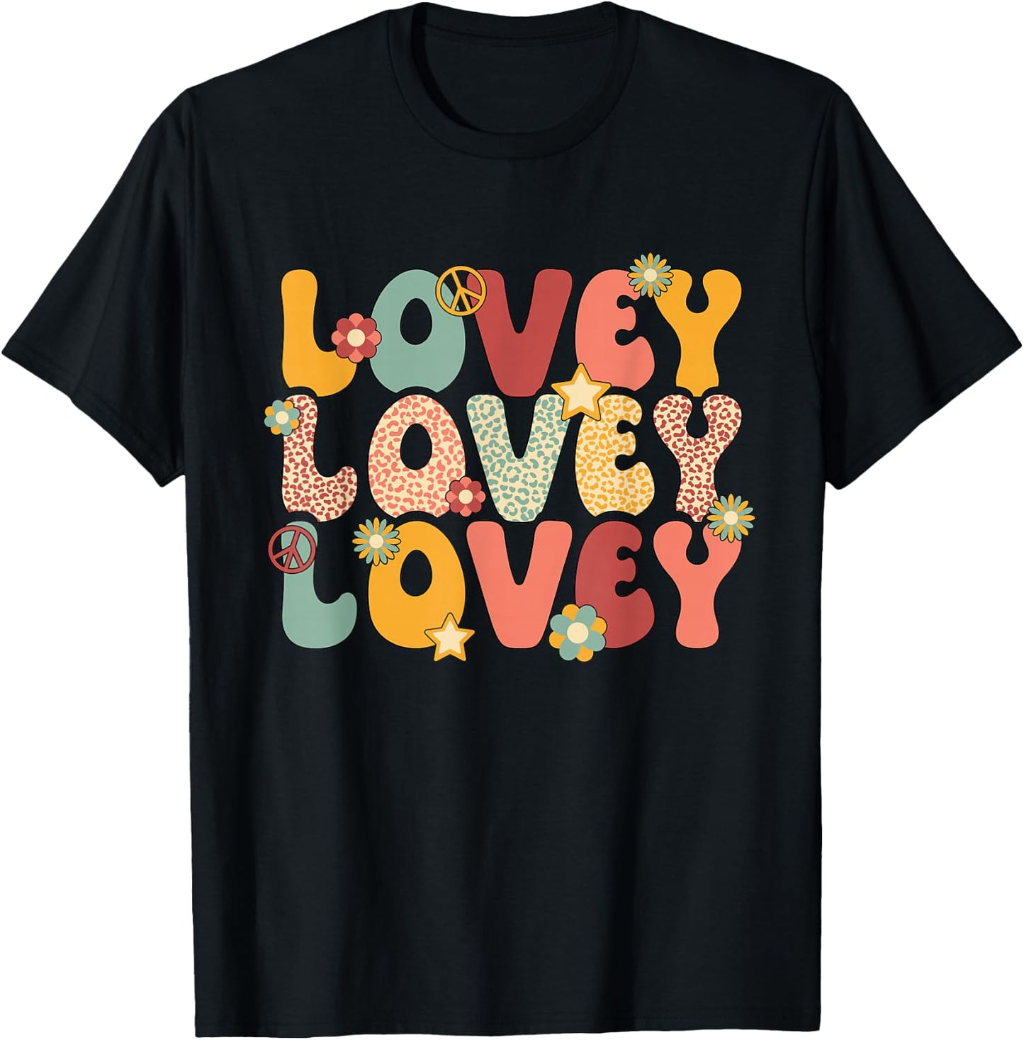 Lovey Grandma Groovy Lovey Grandmother T-Shirt - T-Shirt | Black