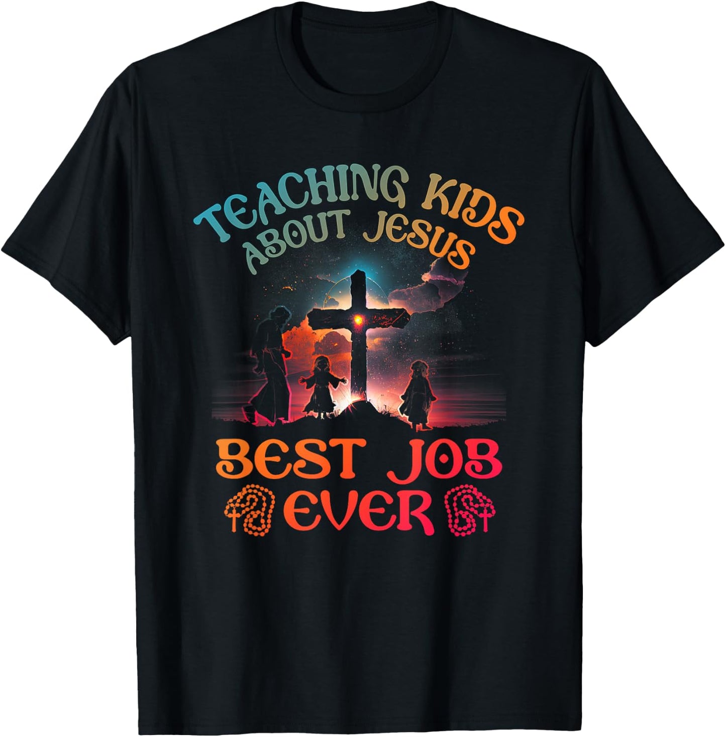 Retro Teaching Kids About Jesus is the Best Job Ever Teacher T-Shirt - T-Shirt | Black