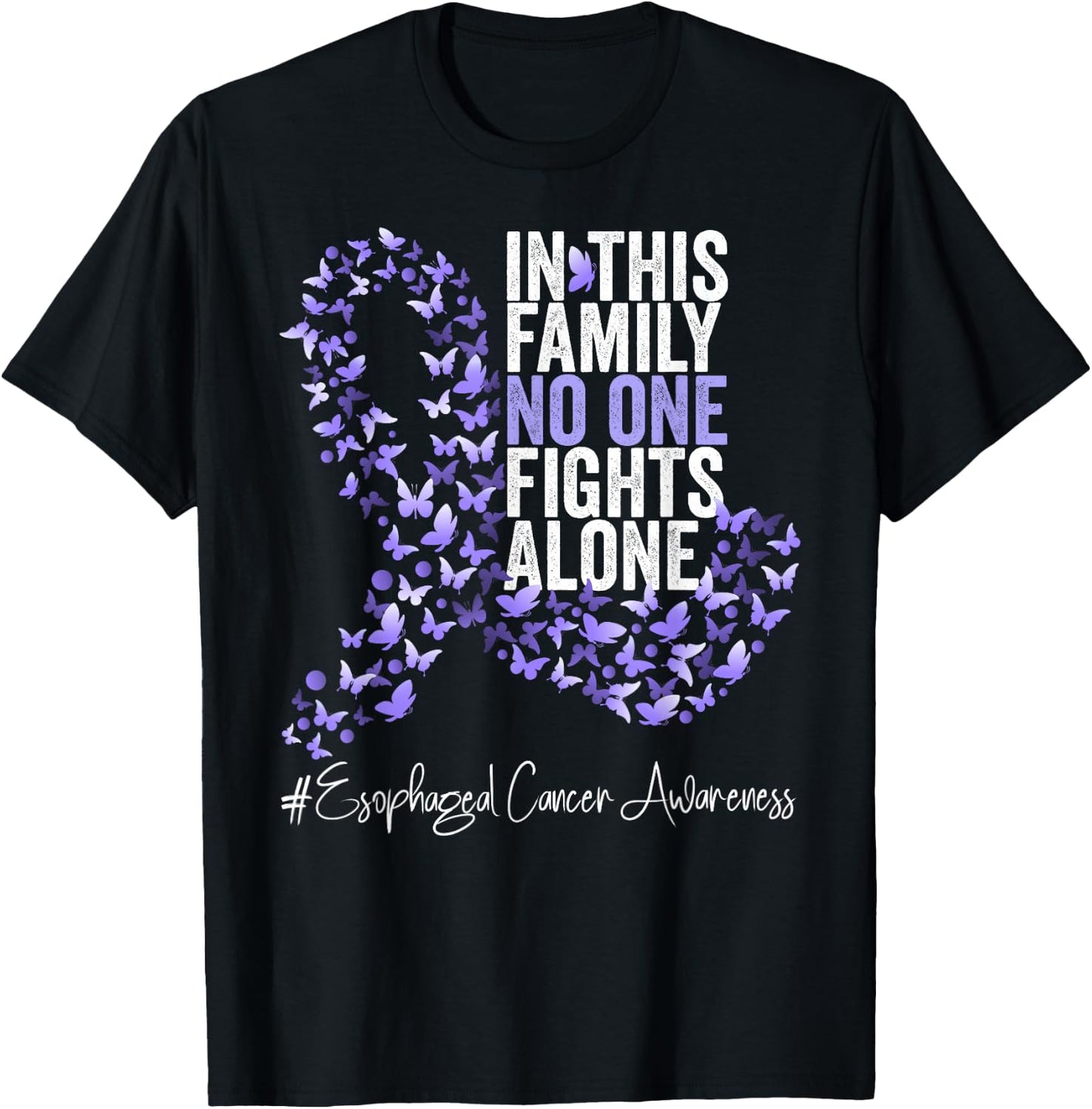 Esophageal Cancer Awareness Month Periwinkle Ribbon T-Shirt - T-Shirt | Black