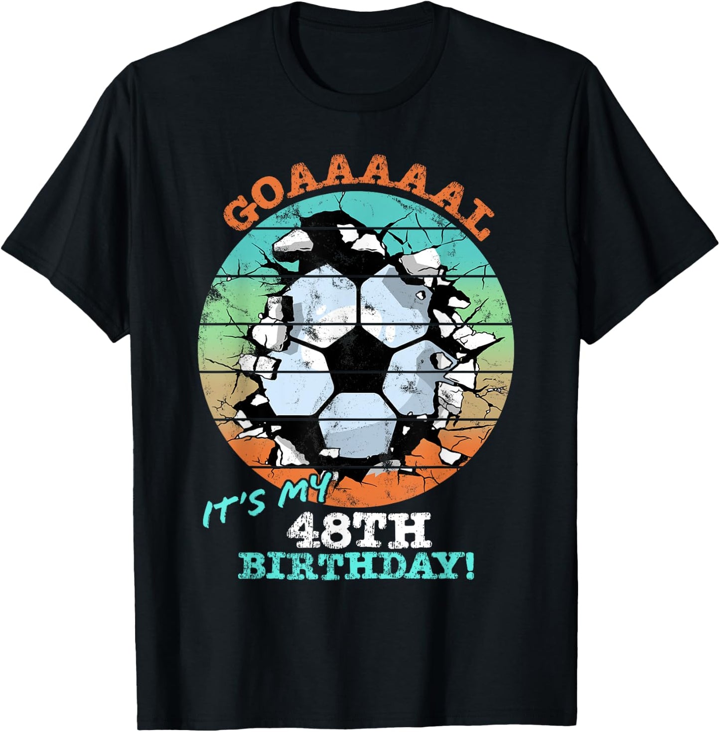 Soccer Birthday Party 48 Year Old Boy 48th Birthday, Girl T-Shirt - T-Shirt | Black