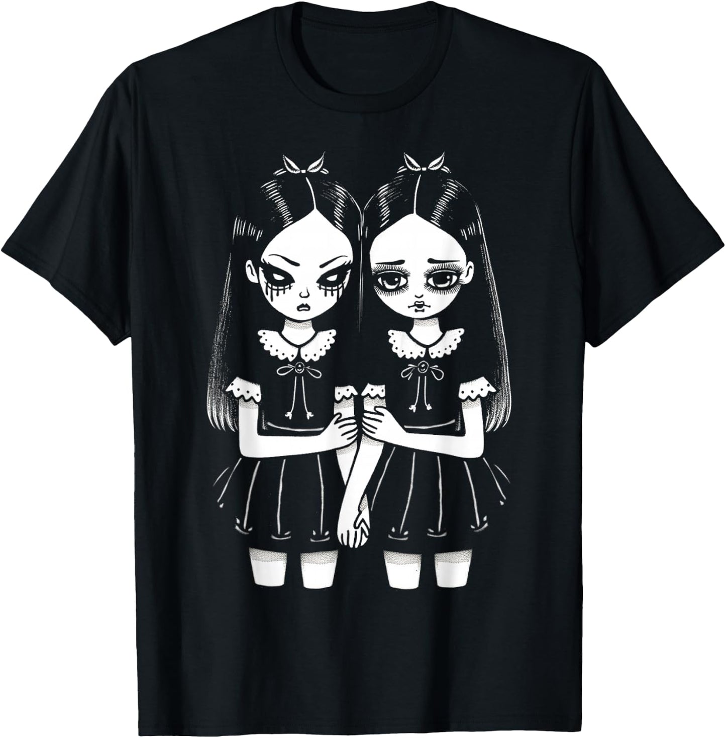 Creepy Cute Revenge And Sorrow Sister Twins Lurk In The Dark T-Shirt - T-Shirt | Black