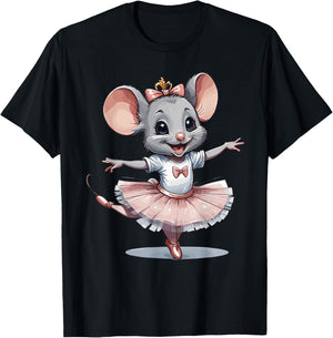 Cute Unique & Modern Mouse Ballet & Ballerina T-Shirt - T-Shirt | Black