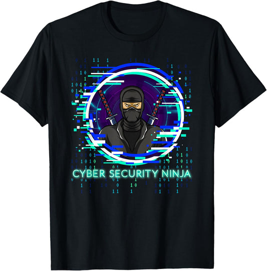 Cybersecurity Ninja Binary Code Programmer Nerd Design T-Shirt - T-Shirt | Black