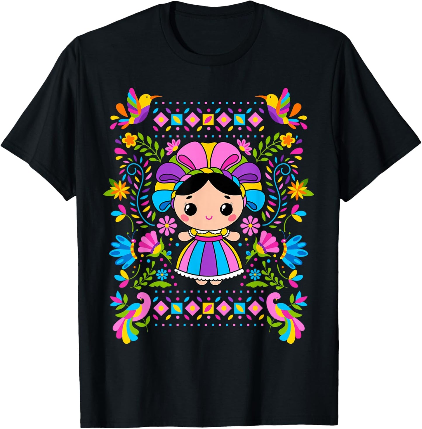 Mexican Handmade Rag Doll Lele, Mexicana Latina Woman T-Shirt - T-Shirt | Black