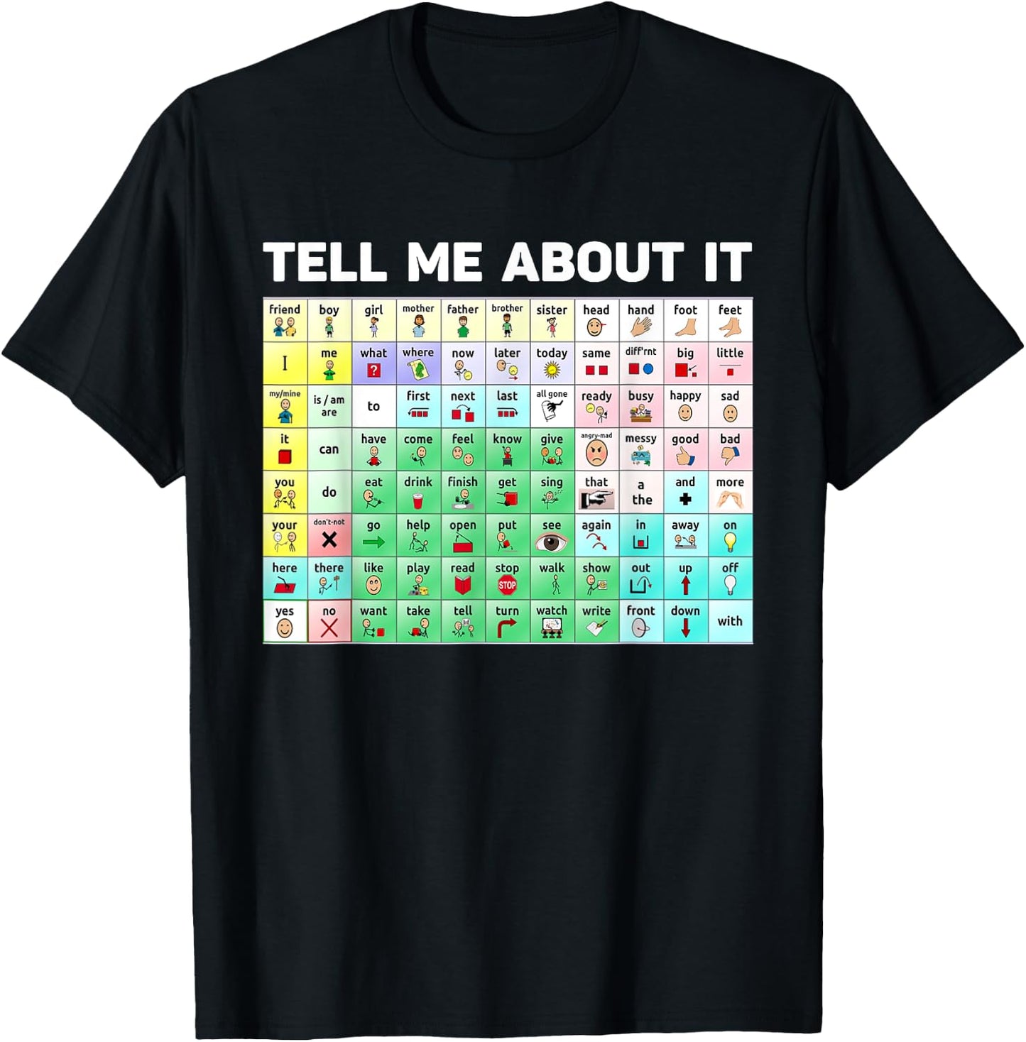 Tell Me About It Speech Language Pathology AAC Sped Teacher T-Shirt - T-Shirt | Black