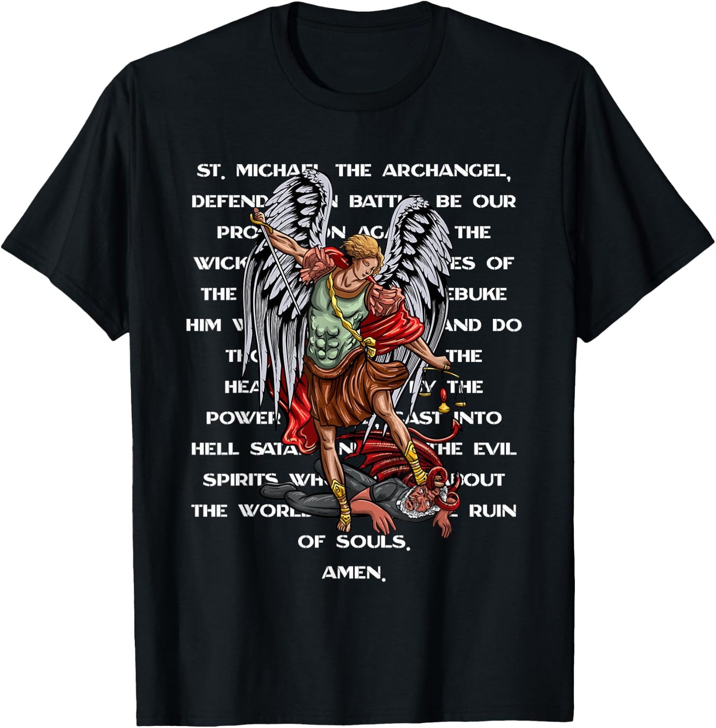 Saint Michael The Archangel Catholic Prayer T-Shirt - T-Shirt | Black