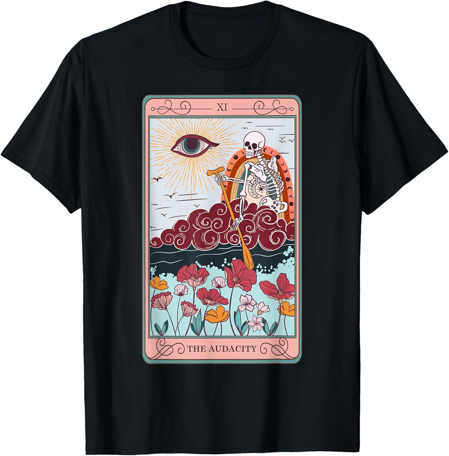 The Audacity Skeleton Tarot Card Sun Eye Aesthetic T-Shirt - T-Shirt | Black