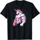 Buff Big Muscle Unicorn Illustration - Funny Strong Gym T-Shirt - T-Shirt | Black