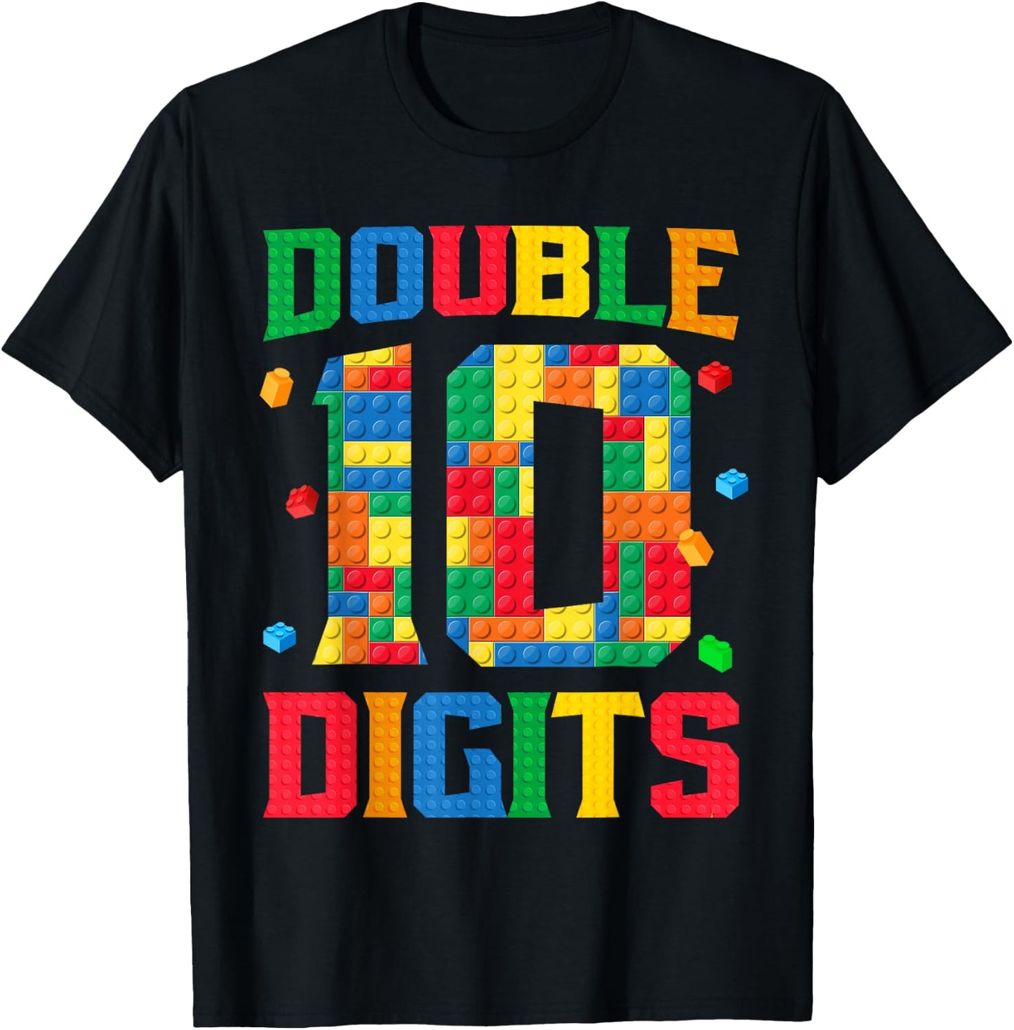 Master Builder 10th Birthday Boy 10 Bricks Ten Double Digits T-Shirt - T-Shirt | Black