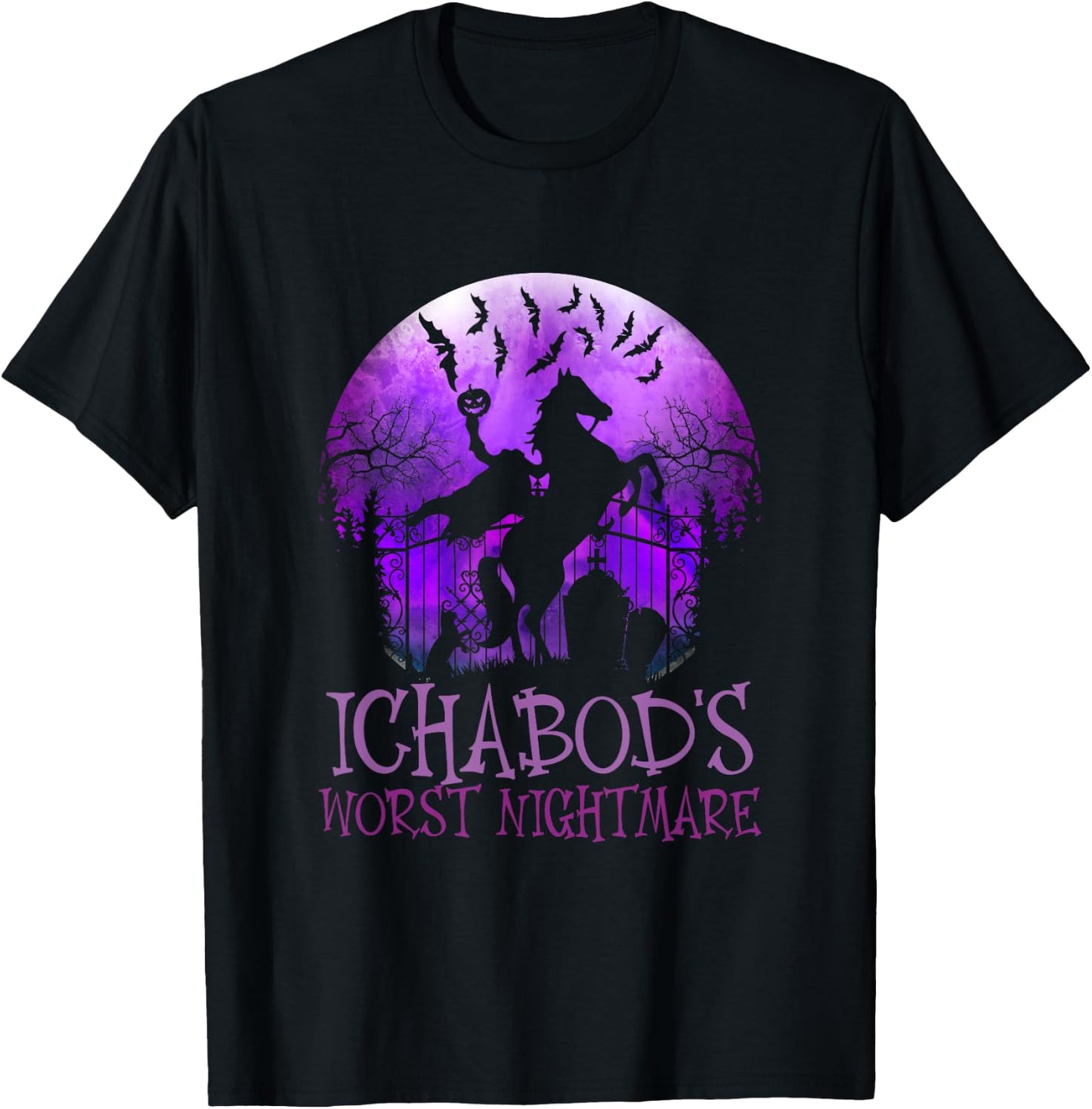 Ichabod's Worst Nightmare, Headless Horseman Halloween T-Shirt - T-Shirt | Black