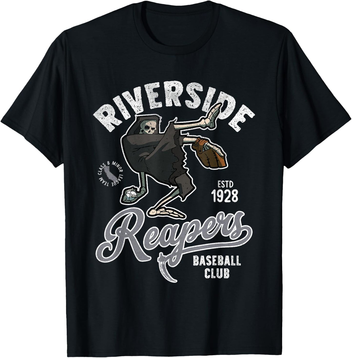 Riverside Grim Reapers Retro Minor League Baseball Team T-Shirt - T-Shirt | Black