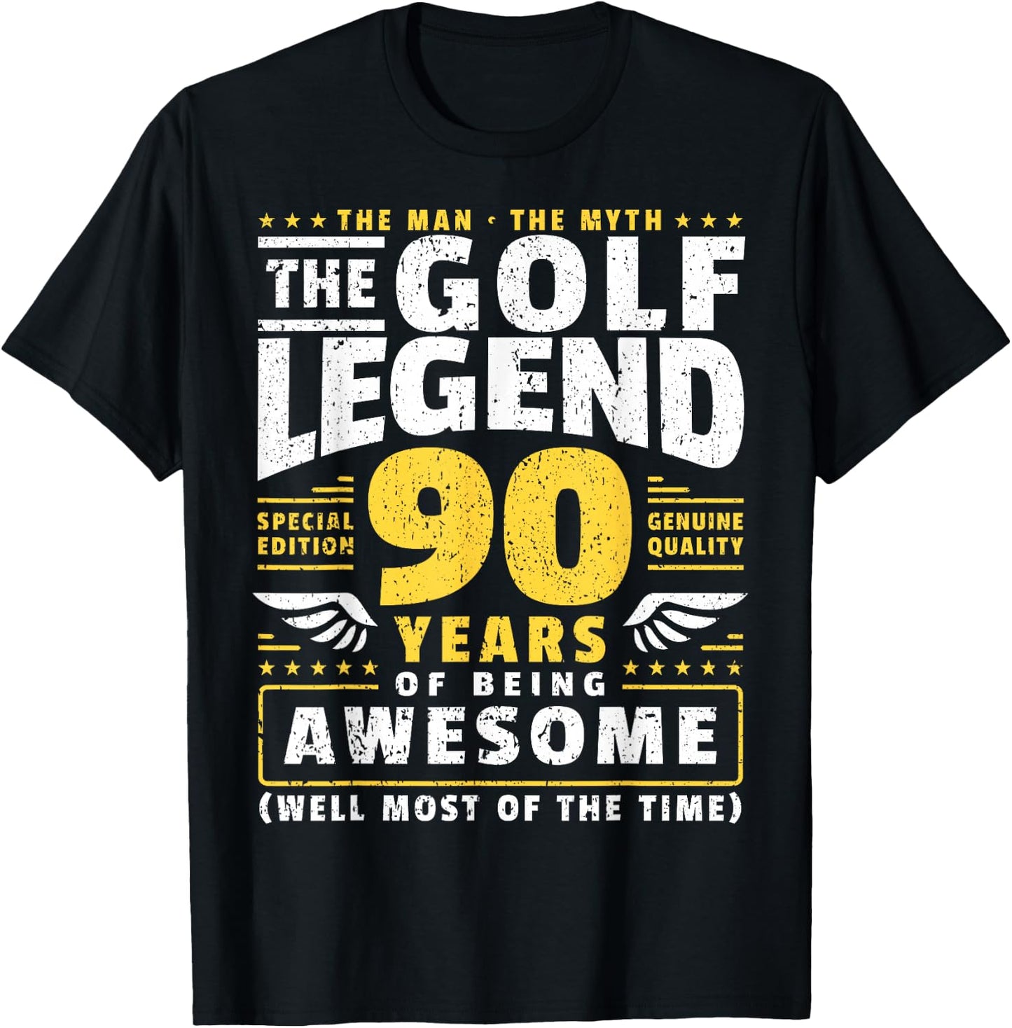90th Birthday Golf Player 90 Years Old Golfer T-Shirt - T-Shirt | Black