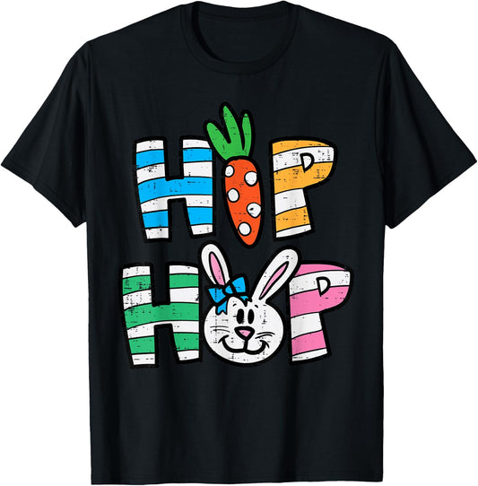 Easter Hip Hop Carrot Bunny Rabbit Boys Girls Kids Toddler T-Shirt - T-Shirt | Black