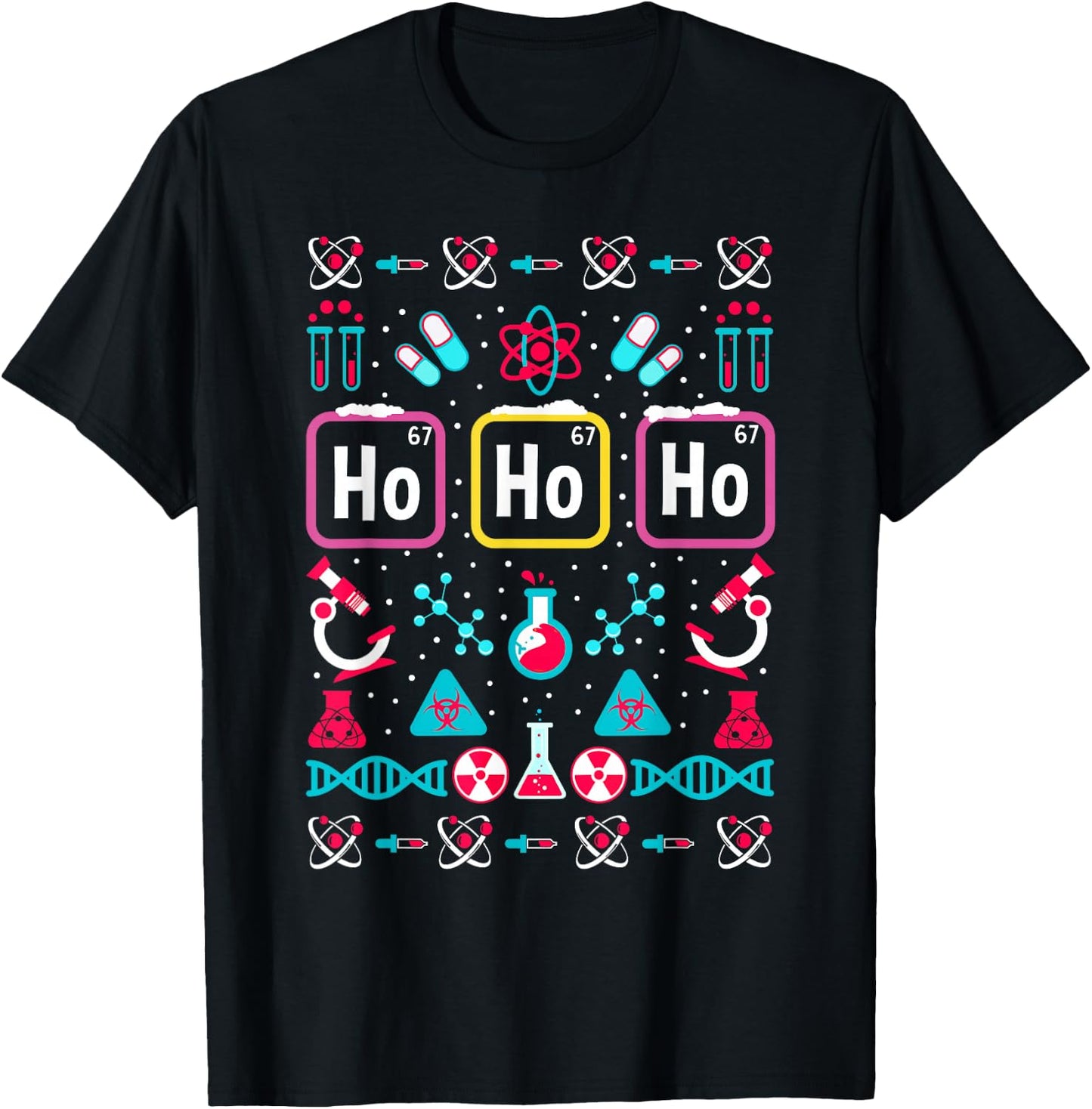 Funny Science Men Women Kids Chemistry Ugly Christmas T-Shirt - T-Shirt | Black