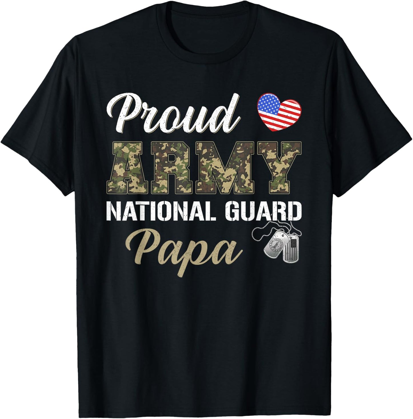 Retro Proud Army National Guard Papa Military Pride Costume T-Shirt - T-Shirt | Black